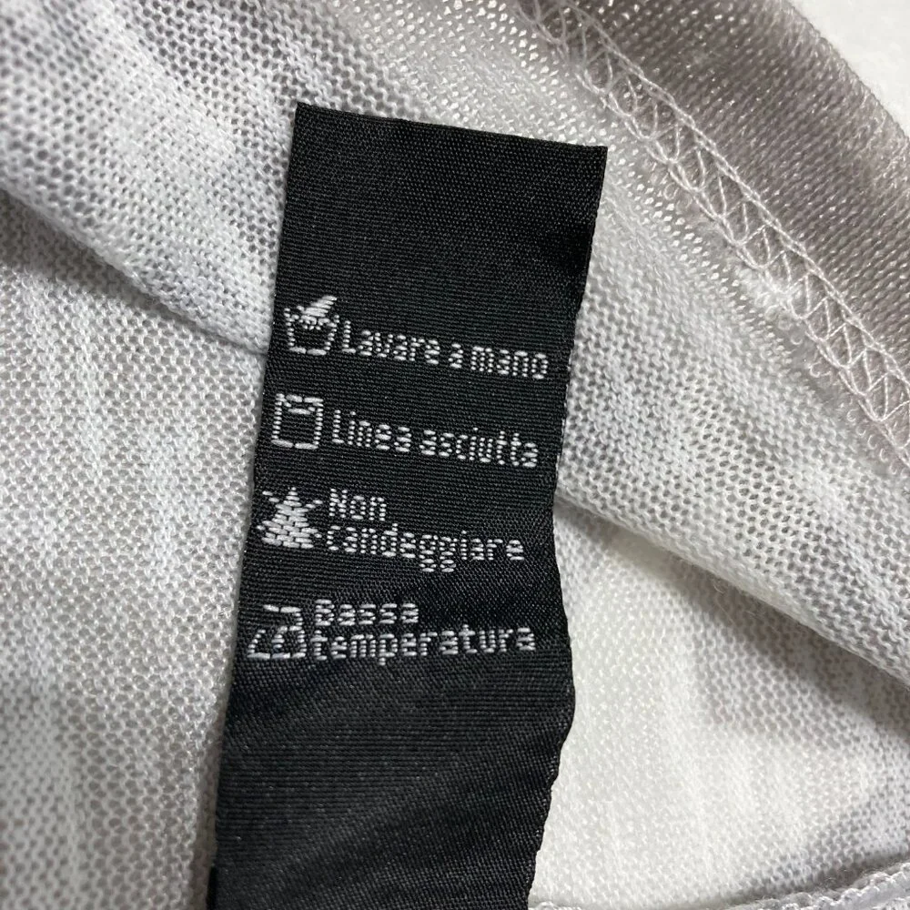 Vecceli Italy Knit Top Long Roll Tab Sleeve Two Tones Stars White High Low Hem - Picture 7 of 10